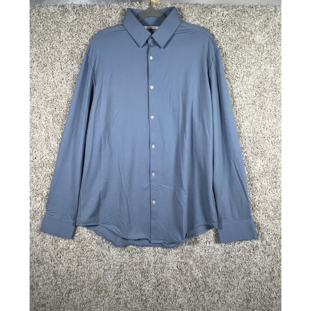 Mizzen and Main Button Down Shirt Mens XL Trim Fit Blue Plaid Long Sleeve